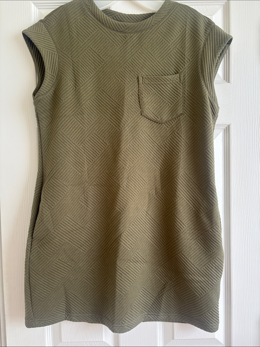 Olive Green Mini Dress with Textured Knit